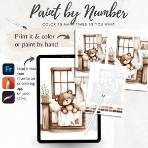 Cute Teddy Bear Color by Number for Adult,paint by Number Printable ...