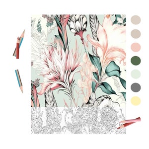 Color By Number Adult,Paint by Number Printable,Pattern Floral, Coloring Pages Digital Download,Advanced Intricate detailed Book,DIY |179