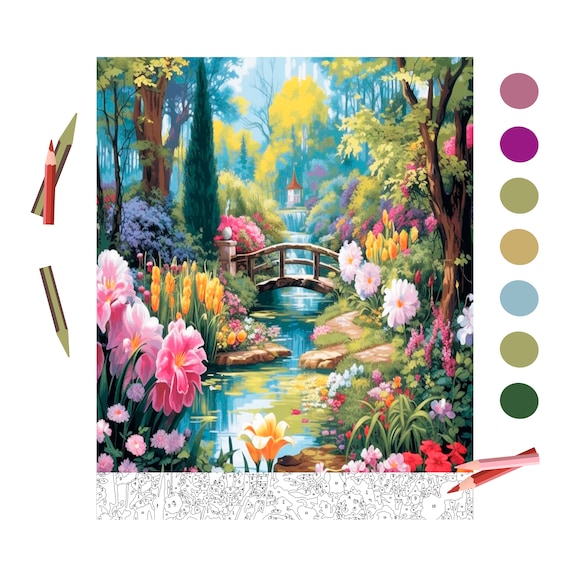 Color By Number for Adult, Paint by Number Printable, Enchanted Gardens,Coloring Pages ,Sheets Digital Download,Advanced detailed Book| 438