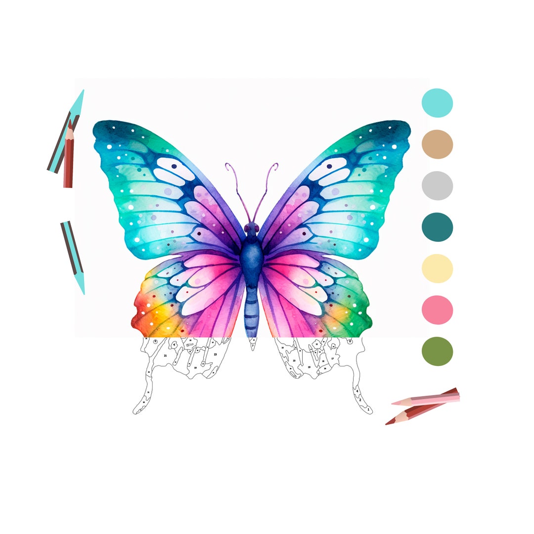 Color by Number for Adult, Paint by Number Printable,butterfly Animal ...