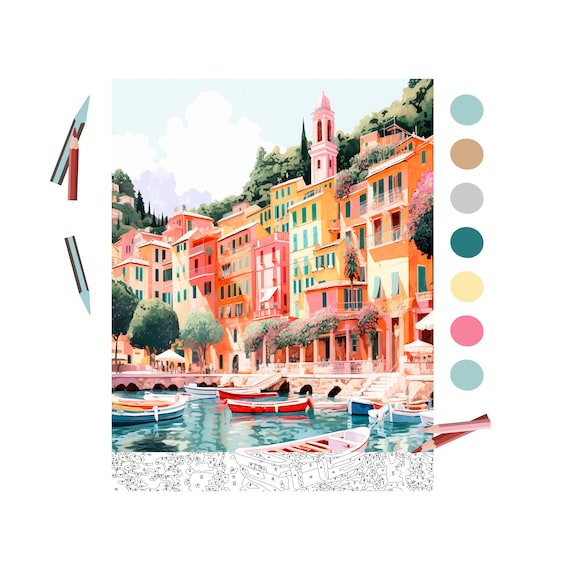 Color by Number for Adult, Paint by Number Printable, Portofino