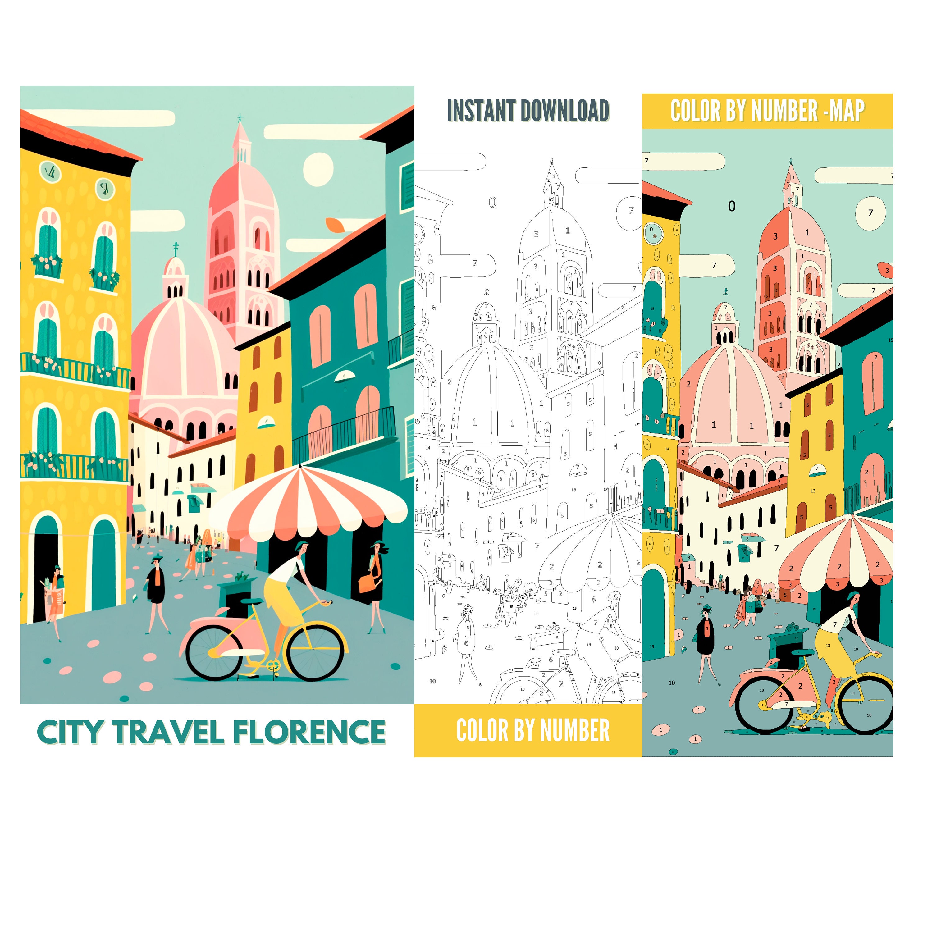 Color by Number for Adult,paint by Number Printable,5 City Travel ...