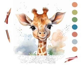 Colorear por números para adultos, pintar por números imprimible, animales de safari, páginas para colorear, hojas descargables digitales, libro detallado avanzado/390