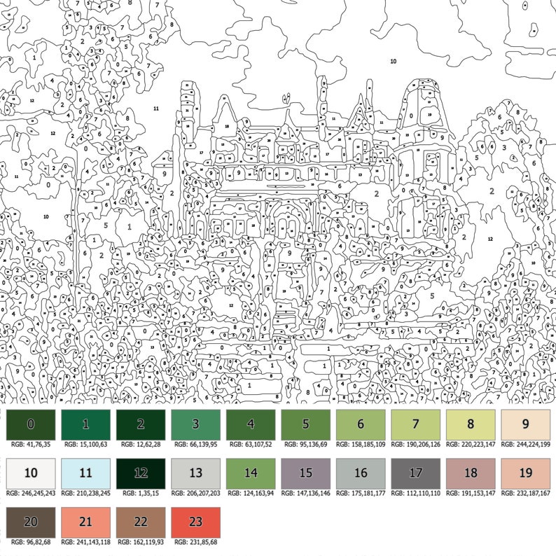 Color by Number for Adult, Paint by Number Printable, Beauty Garden