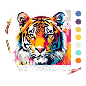 Color By Number for Adult, Paint by Number Printable,Wild Animal, Coloring Pages ,Sheets Digital Download,Advanced detailed Book| 352