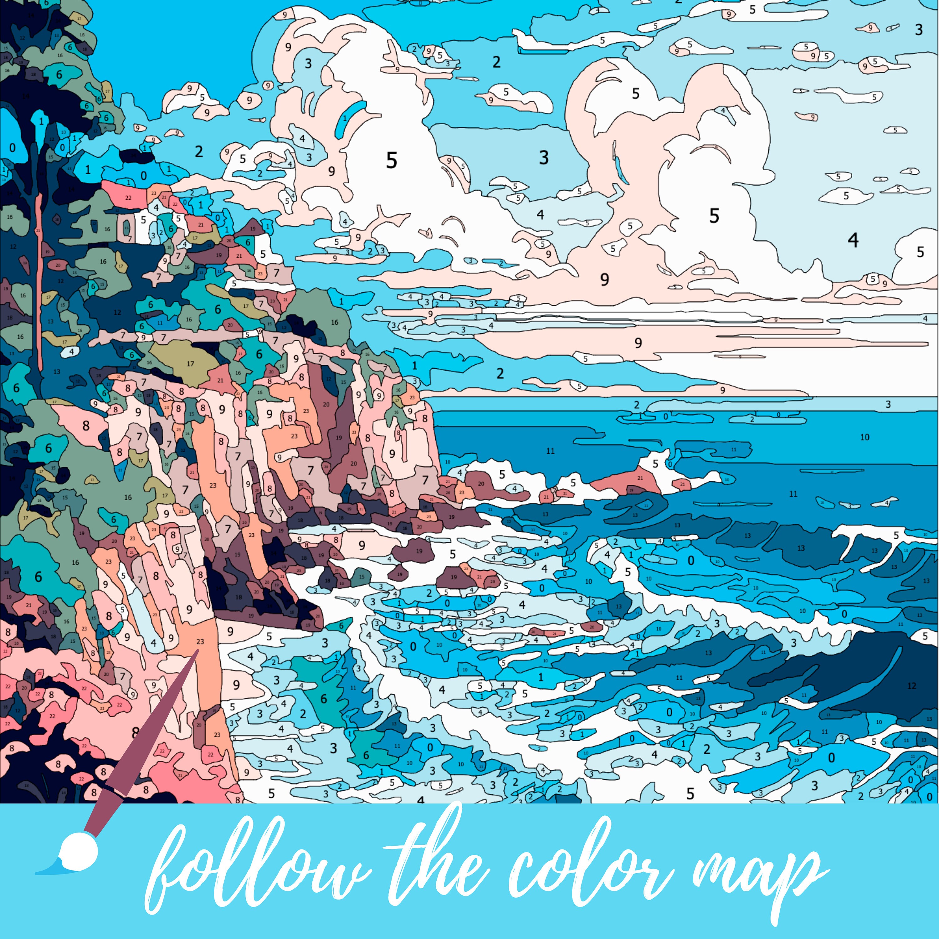 Color by Number for Adult, Paint by Number Printable, Sea