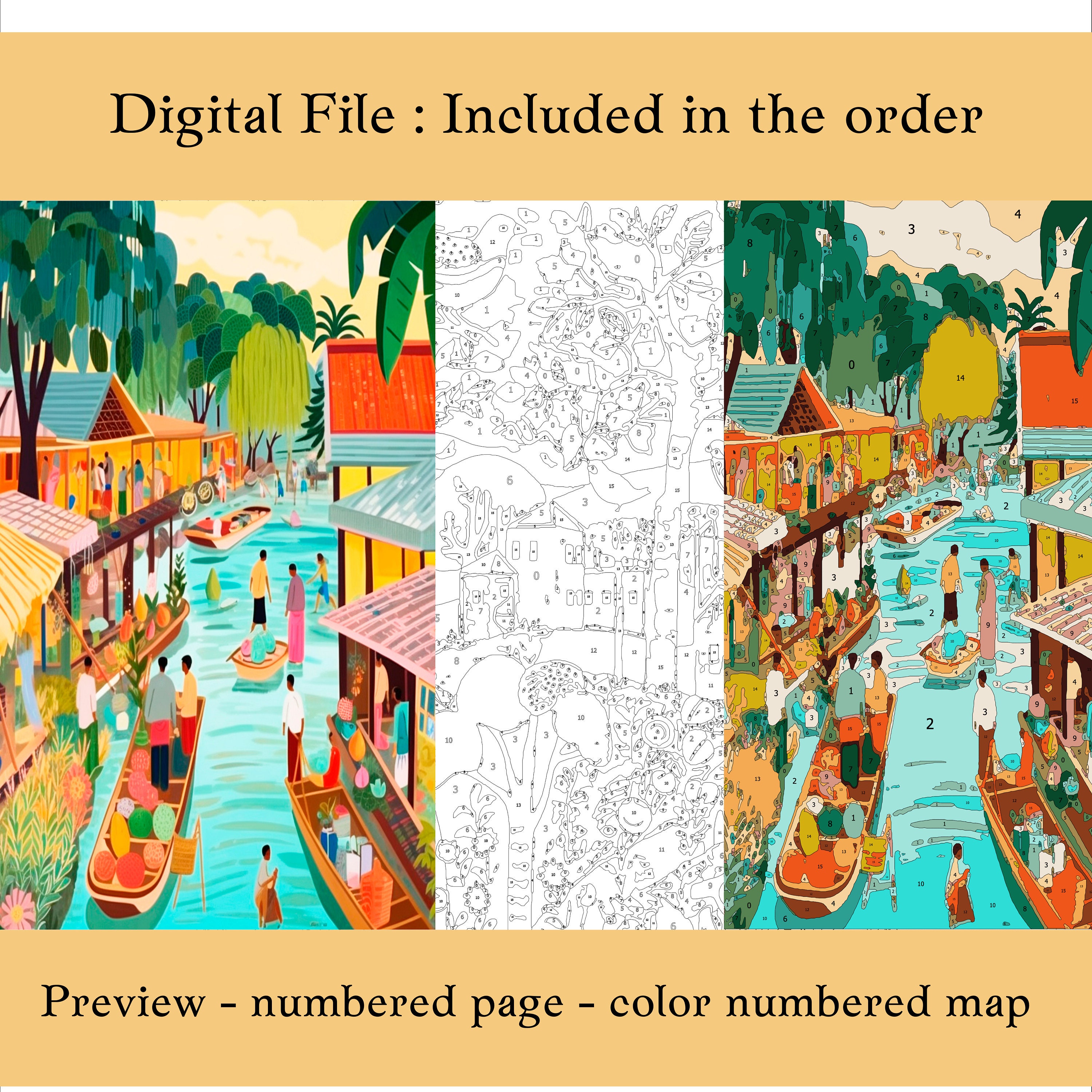 Color by Number for Adult,paint by Number Printable,travel City in ...