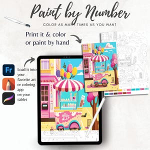 Color By Number for Adult, Paint by Number Printable, Ice Cream Cart, Coloring Pages ,Sheets Digital Download,Advanced detailed Book| 396