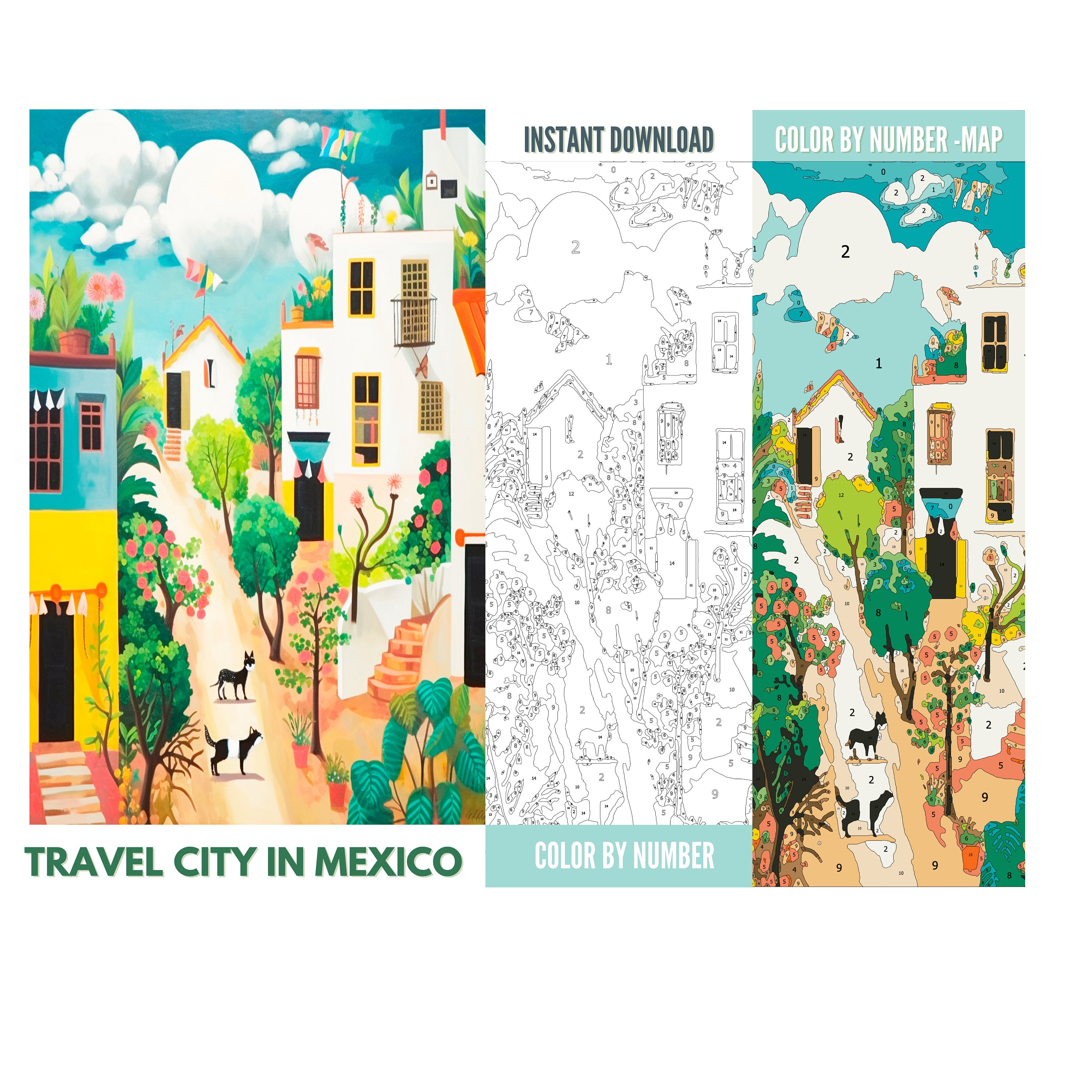 Color by Number for Adult,paint by Number Printable,travel City in ...