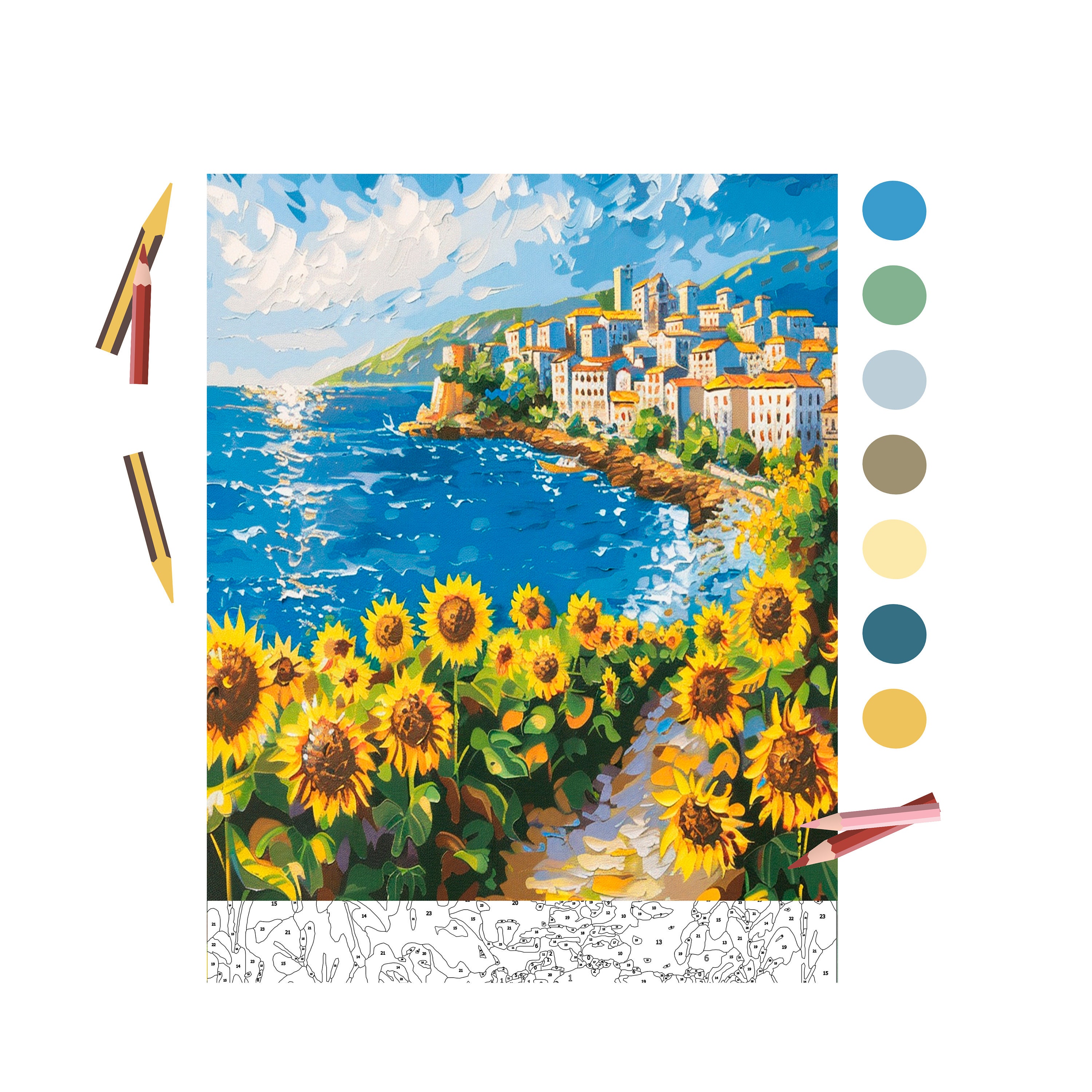 大人のための塗り絵、印刷可能な塗り絵、イタリアの風景、塗り絵ページ