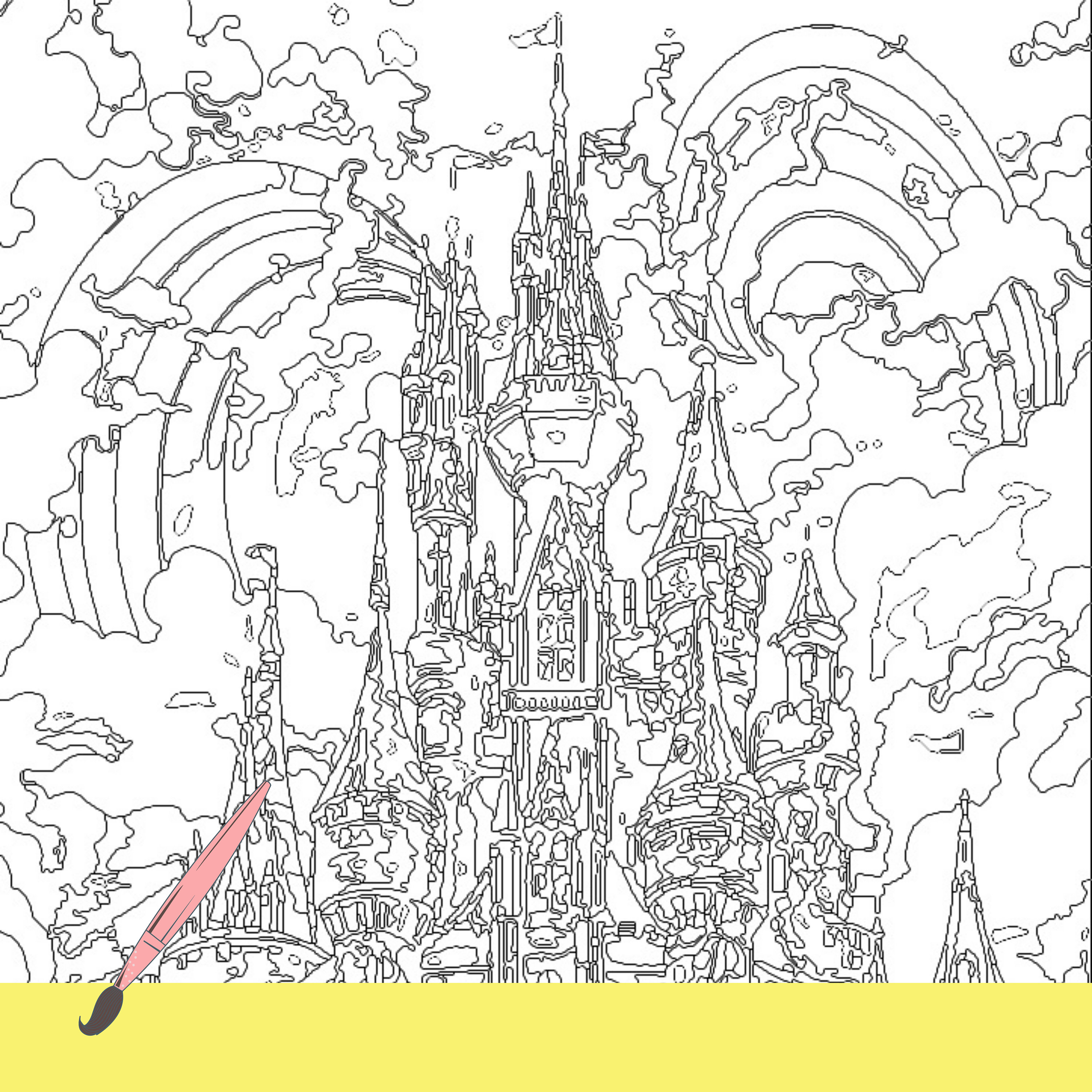 Enchanted Castle Coloring Pages for Adults Grayscale Coloring - Etsy