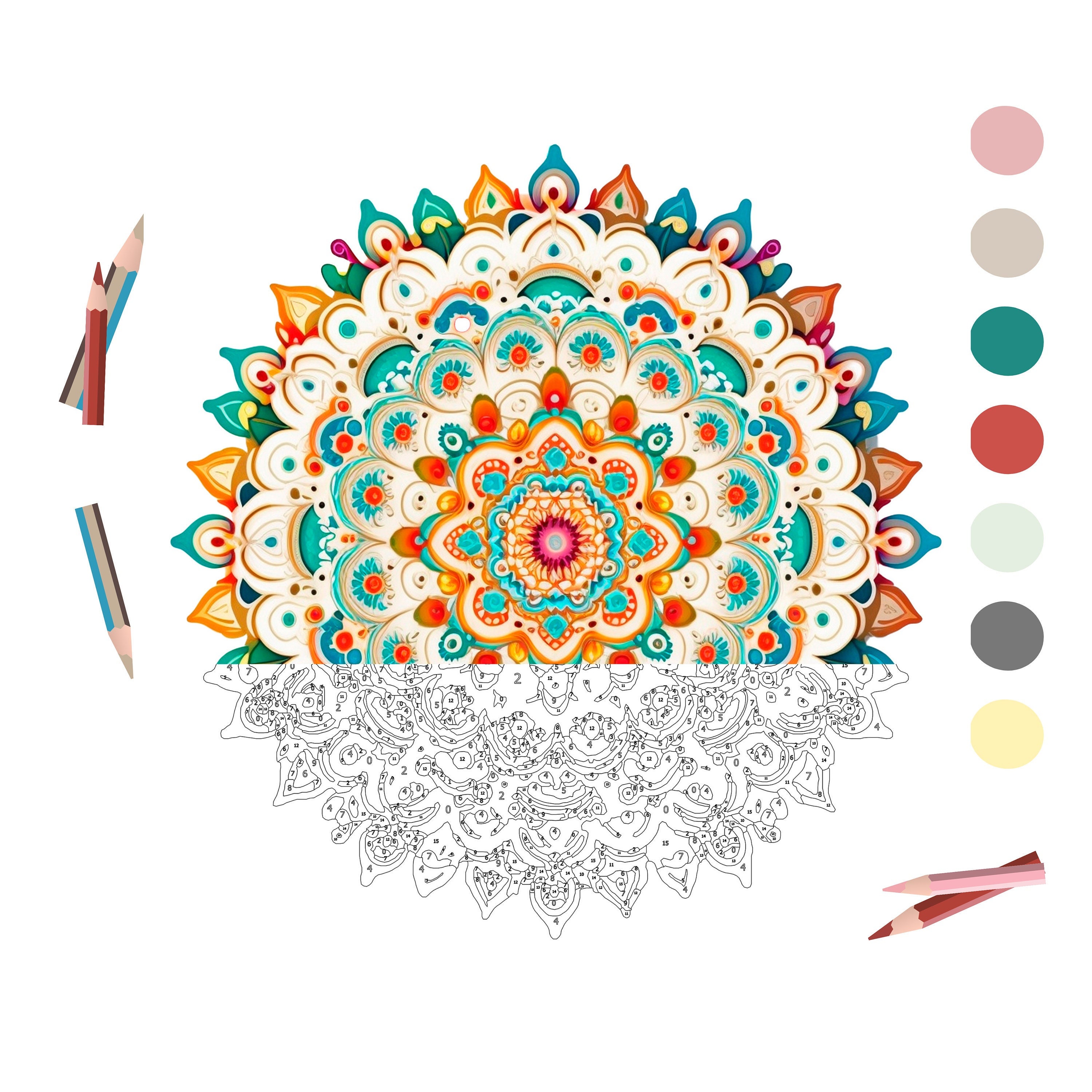 Color by Number for Adult Mandala Paint by Number Etsy