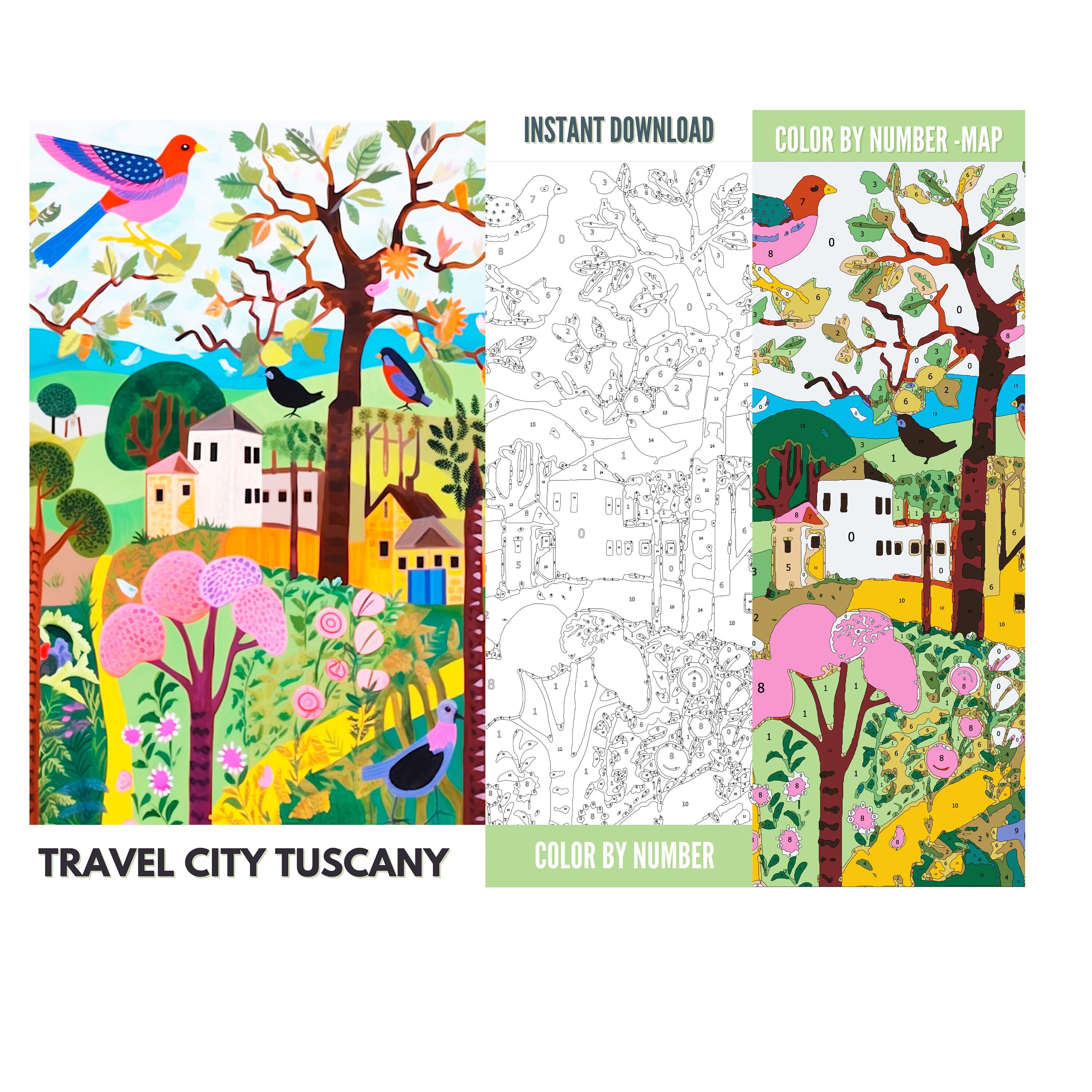 Color by Number for Adult,paint by Number Printable, Travel City ...