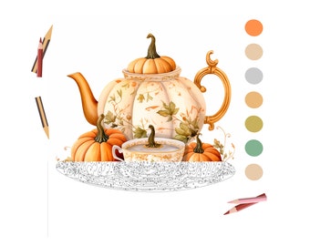 Color By Number for Adult,Paint by Number Printable,Beauty Autumn Pumpkin,Coloring Pages,Sheets Digital Download,Advanced detailed Book|1160