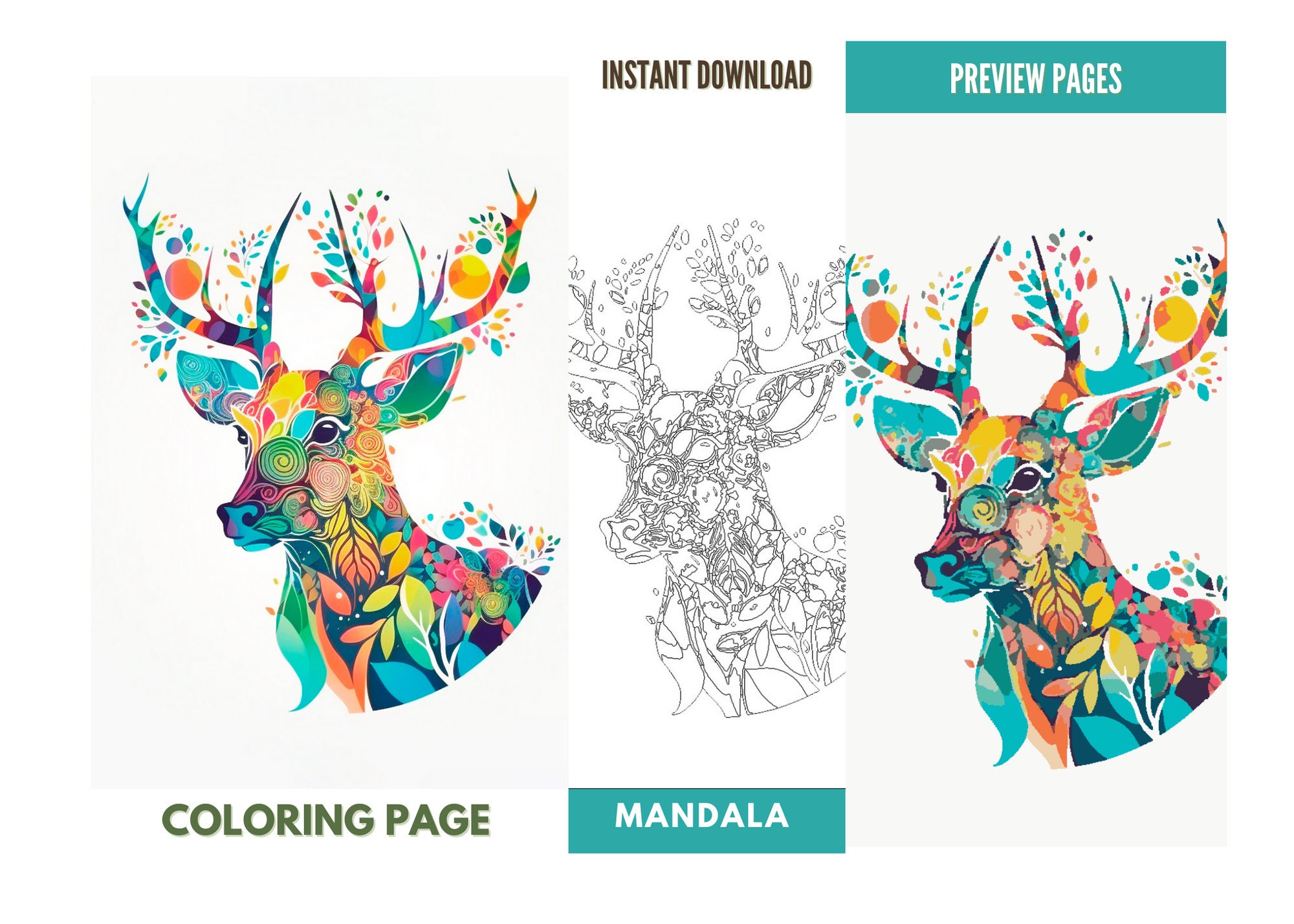 Mandala Animal Coloring Pages for Adult and Kids,printable Coloring ...