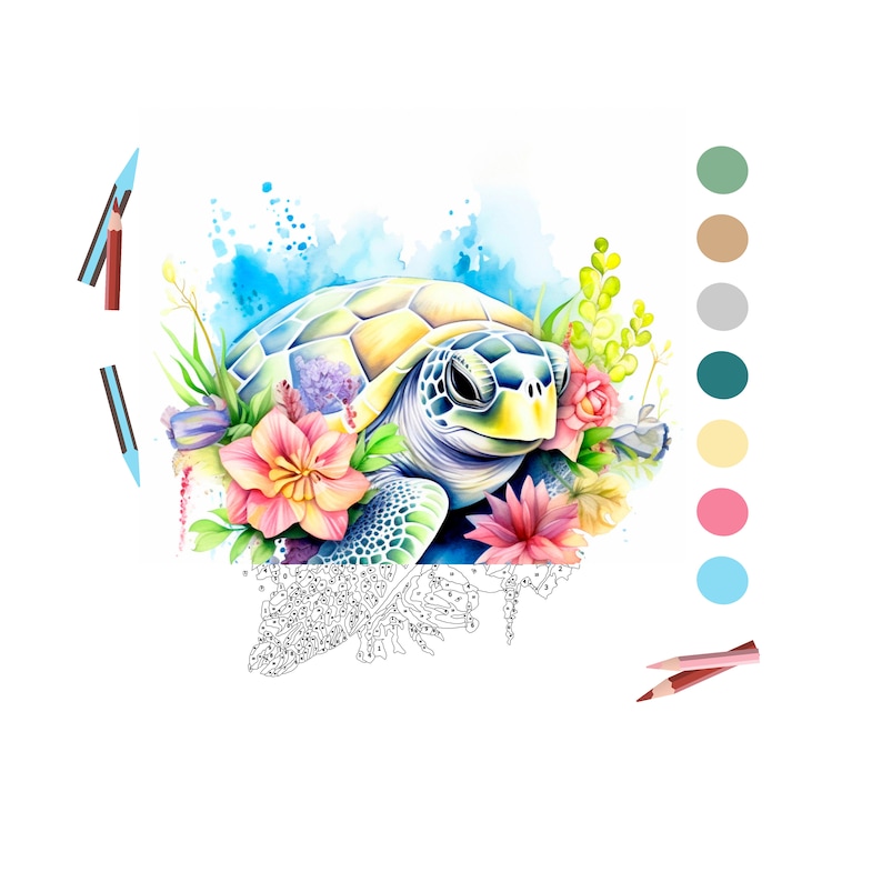 Color by Number for Adult, Paint by Number Printable, Sea Turtle ...