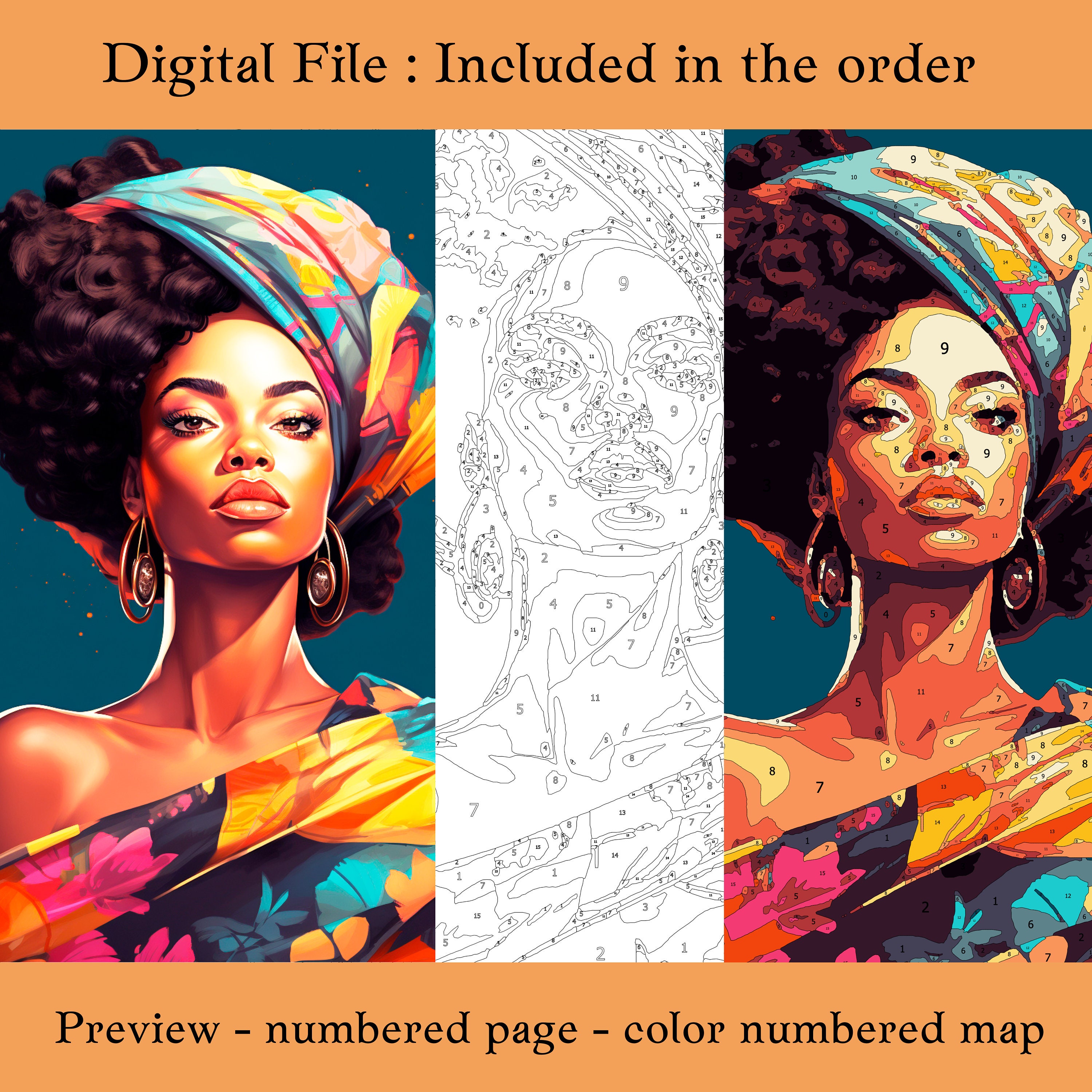 Color by Number for Adult, Paint by Number Printable,5 Beauty Black ...