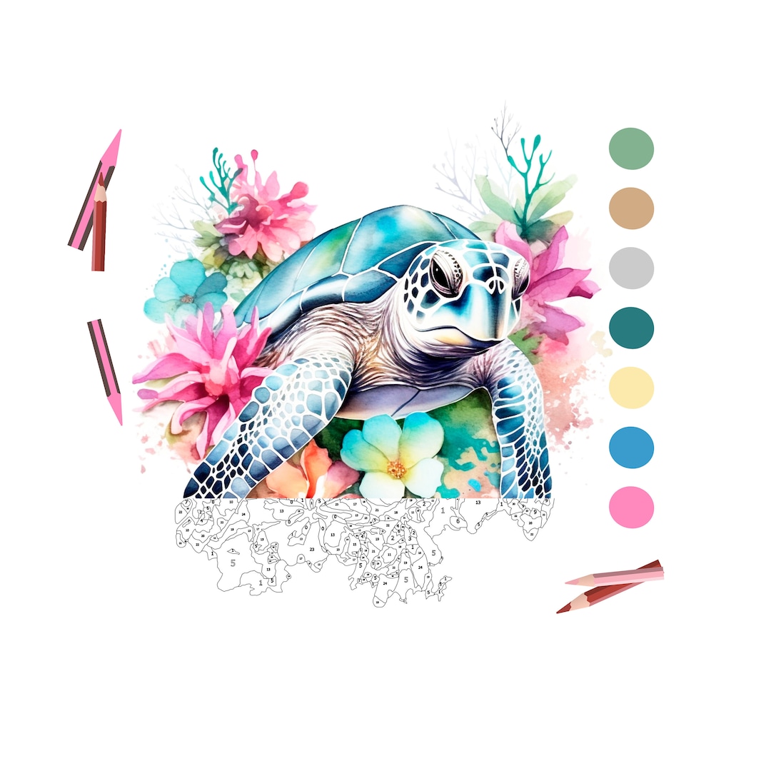 Color by Number for Adult, Paint by Number Printable, Sea Turtle ...