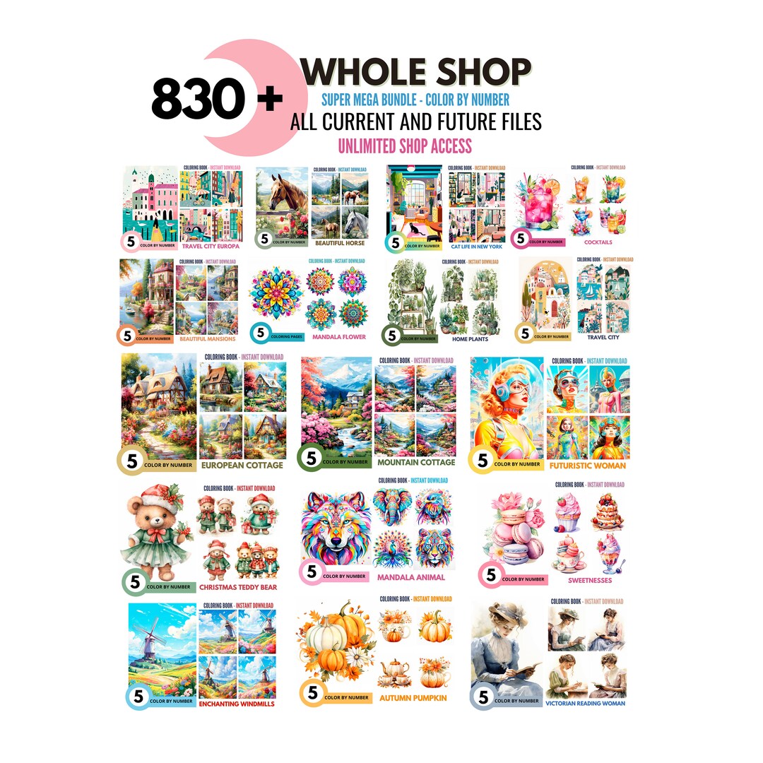 Whole Shop 830 of Color by Number for Adult Paint by Number Etsy