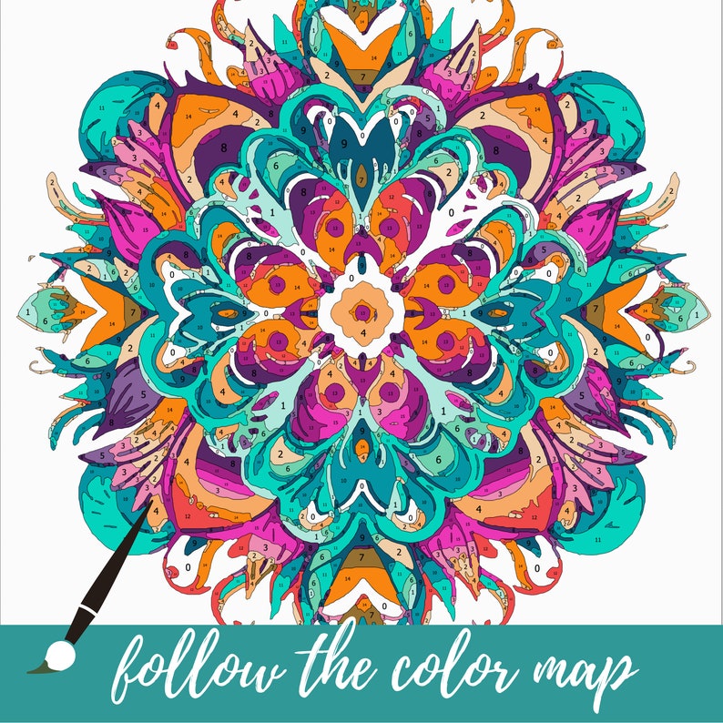 Color by Number for Adult Mandala Flower Paint by Number Etsy