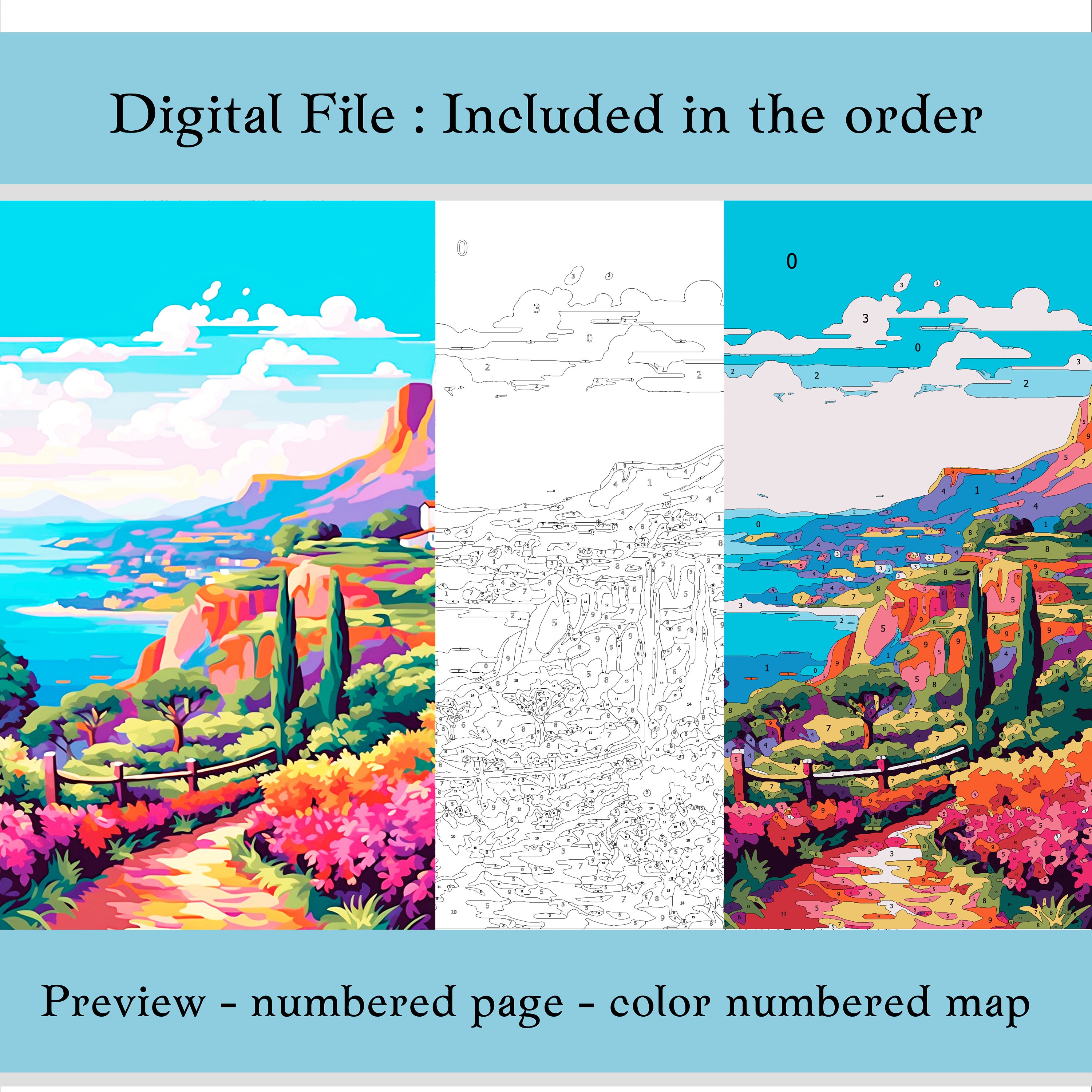 5 Italian Landscape Color by Number for Adult, Paint by Number ...