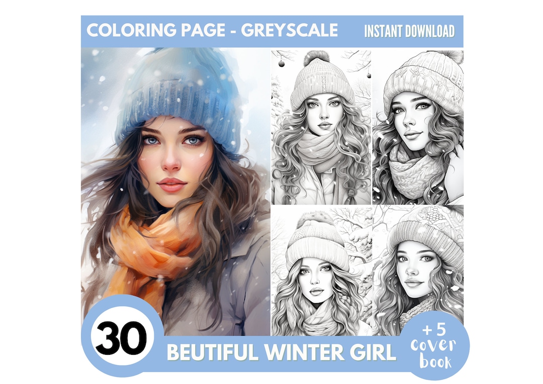 30 Beautiful Winter Girl Coloring Book - Adults Coloring Pages ...