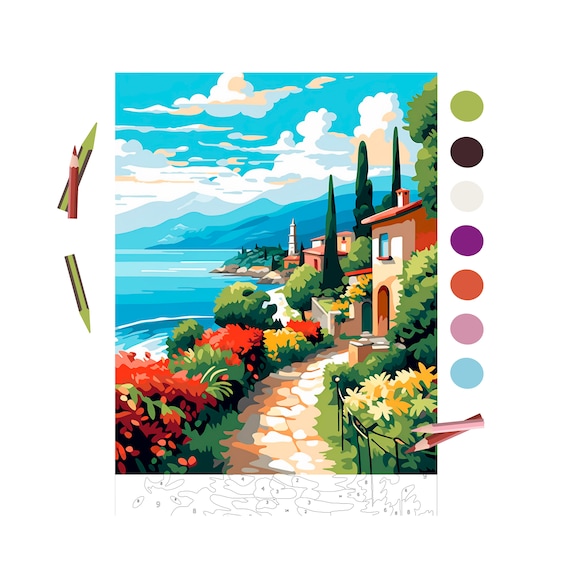 Kit De Pintura Por Números GAROMIA Para Adultos – Paisaje De 47x56 Cm, Lienzo Preimpreso, 3 Pinceles Y Pinturas Acrílicas, Arte DIY Para Decoración