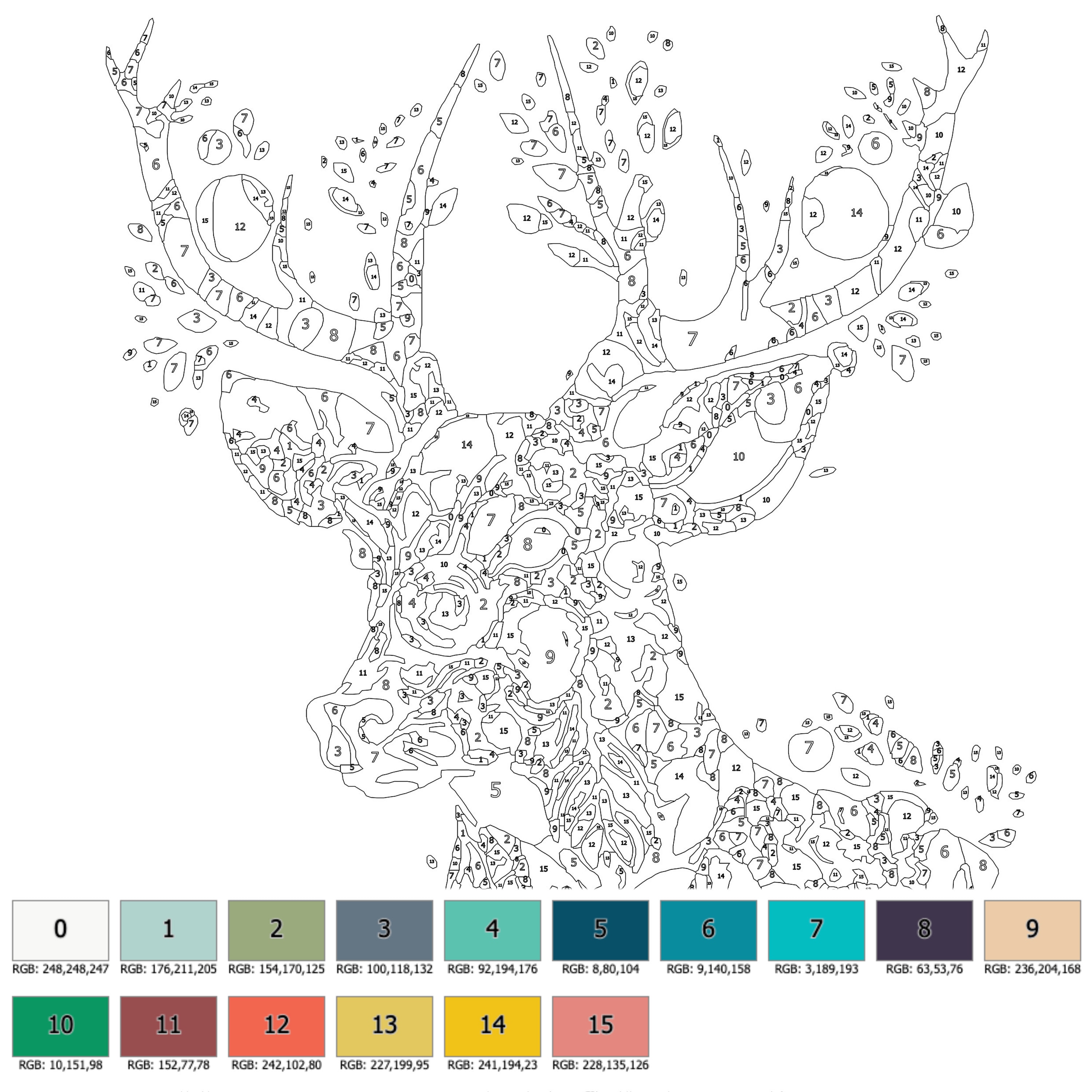 Color by Number for Adultmandala Animal Paint by Number Etsy