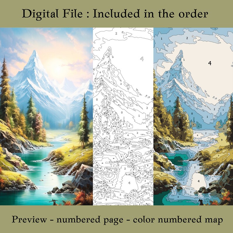 Color by Number for Adult, Paint by Number Printable,mountain Landscape ...
