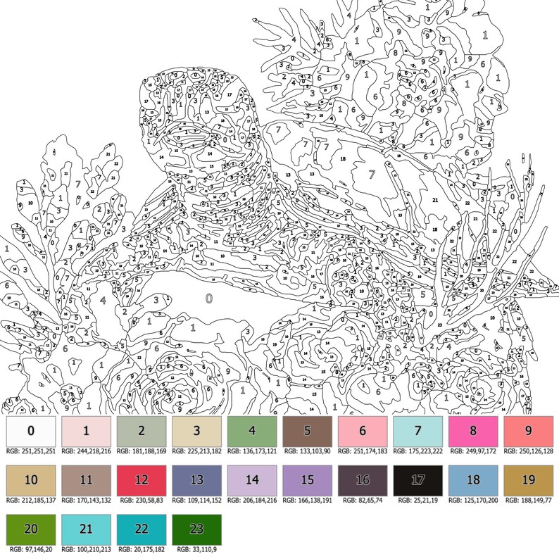 Color by Number for Adult, Paint by Number Printable, Sea Turtle