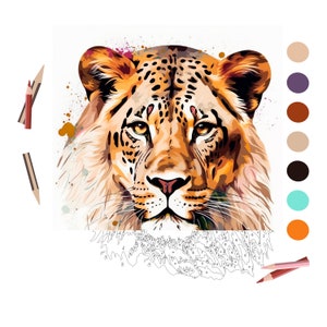Color By Number for Adult, Paint by Number Printable,Wild Animal, Coloring Pages ,Sheets Digital Download,Advanced detailed Book| 360