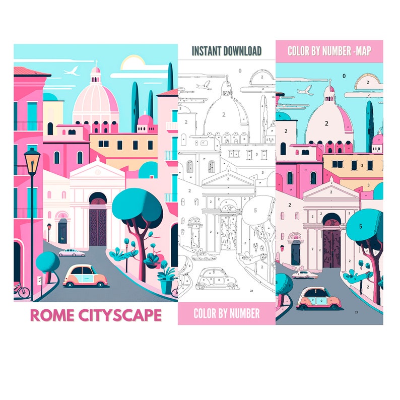 Color by Number for Adult, Paint by Number Printable, Bohemia Rome ...