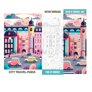 Color by Number for Adult,paint by Number Printable,5 City Travel ...