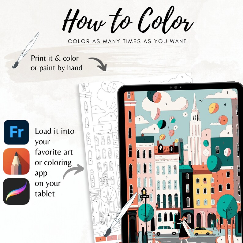 Color by Number Adult,paint by Number Printable, City Travel New York ...
