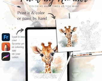 Colorear por números para adultos, pintar por números imprimible, animales de safari, páginas para colorear, hojas descargables digitales, libro detallado avanzado/390