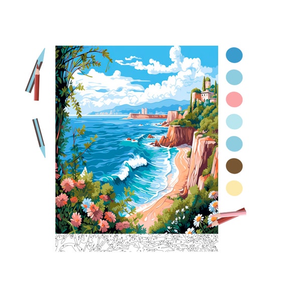 Color by Number for Adult, Paint by Number Printable, Sea