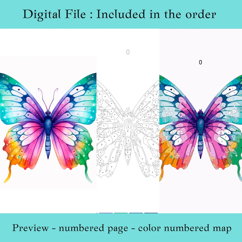 Color by Number for Adult, Paint by Number Printable,butterfly Animal ...