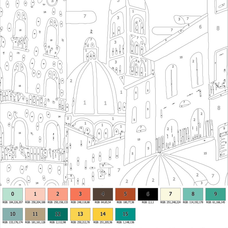 Color by Number for Adult,paint by Number Printable, City Travel ...