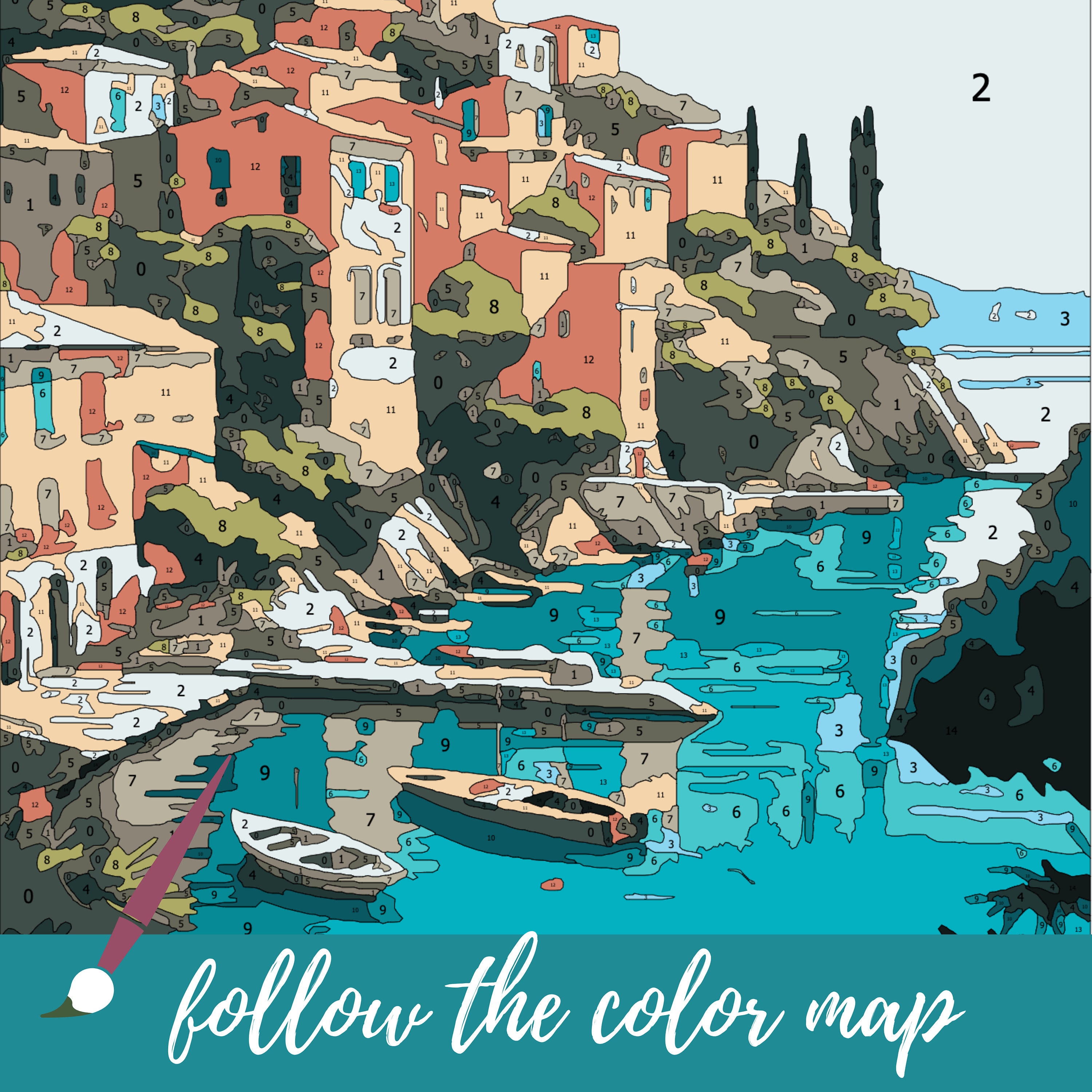 Color by Number for Adult, Paint by Number Printable,portofino Travel ...