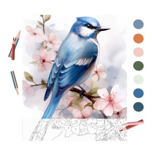 Color By Number for Adult, Beauty Bird, Paint by Number Printable,Coloring Pages Digital Download,Advanced Intricate detailed Book,257