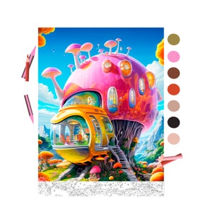 Color By Number for Adult, Fairy Spaceship, Paint by Number Printable,Coloring Pages Digital Download,Advanced Intricate detailed Book| 870