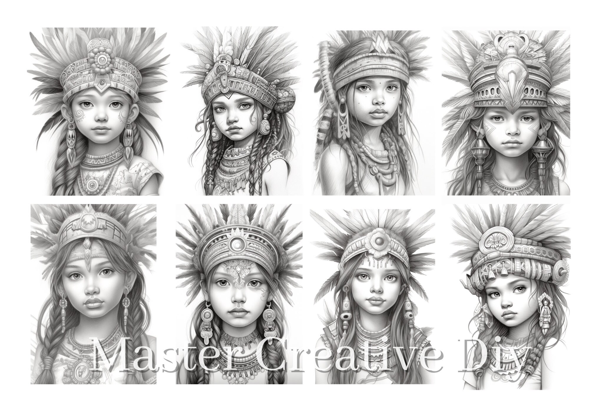 85 Beautiful Native American,coloring Pages for Adults,grayscale ...
