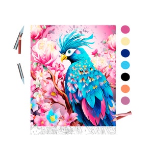 Color By Number for Adult,Paint by Number Printable,Beautiful Parrot , Coloring Pages,Sheet Digital Download,Advanced detailed Book|1297