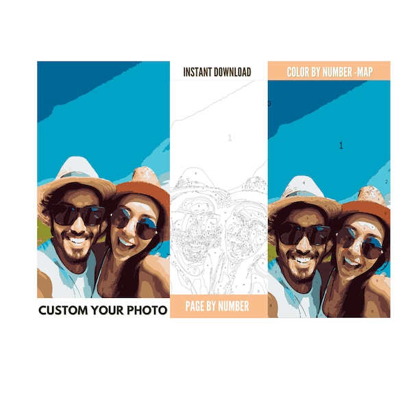 Custom your Photo in a Color By Number Adult, Personalised your Photo in a Paint by Number Printable,Coloring Pages Digital Download Book