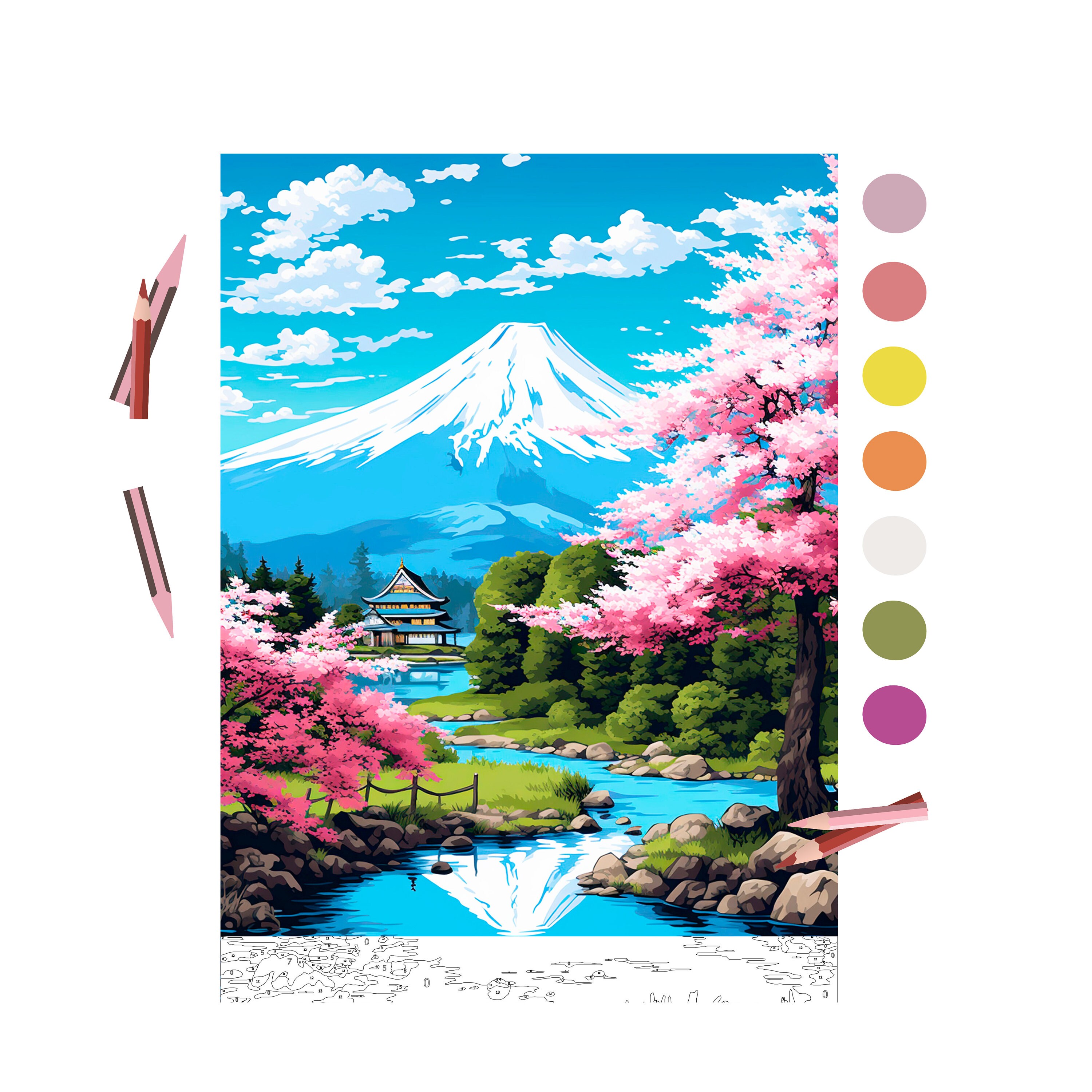 Color by Number for Adult, Paint by Number Printable, Japanese
