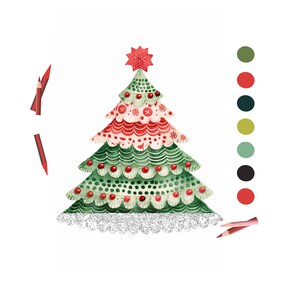 Color By Number for Adult, Paint by Number Printable, Christmas Tree, Coloring Pages ,Sheets Digital Download,Advanced detailed Book| 960