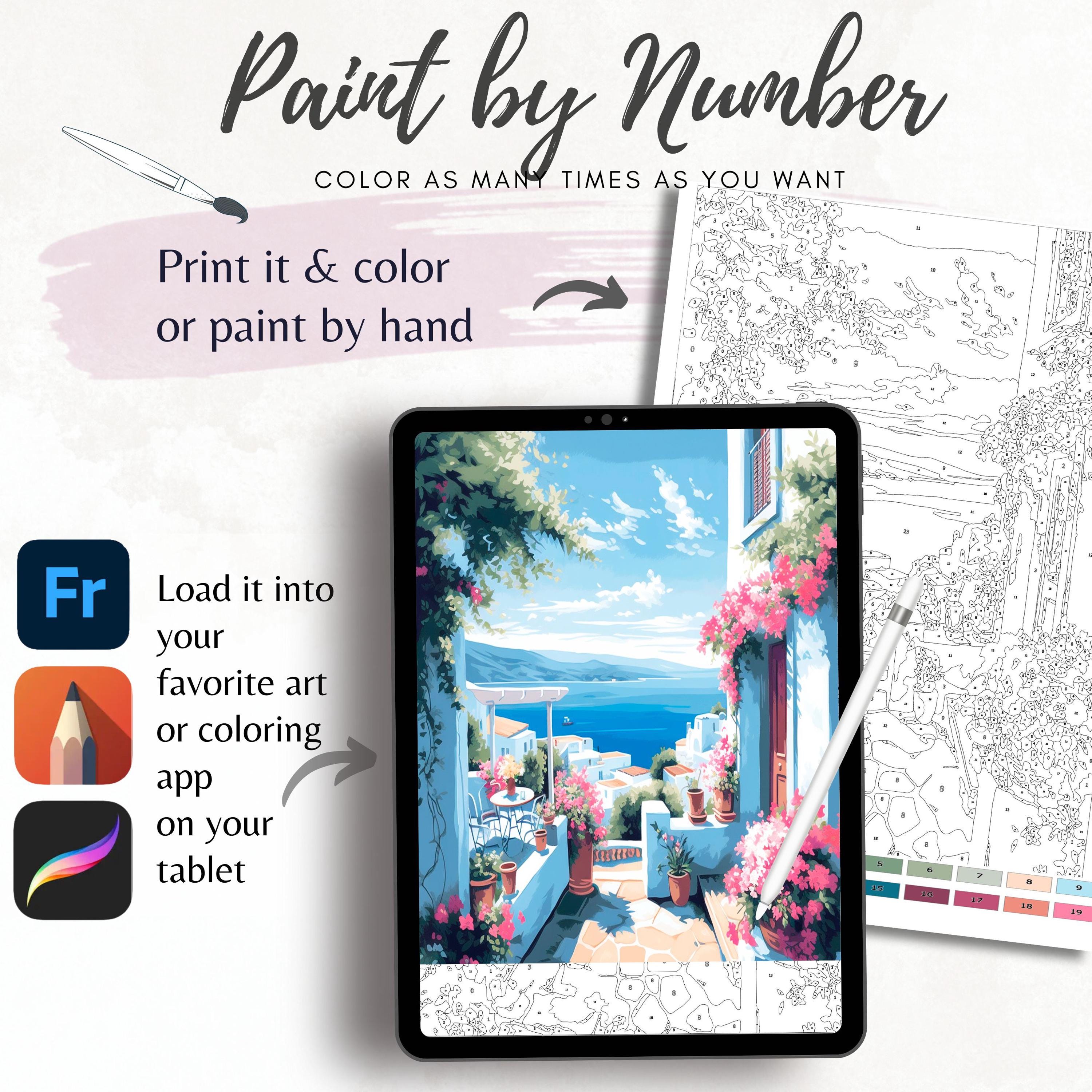 Color by Number for Adult, Paint by Number Printable, Greece