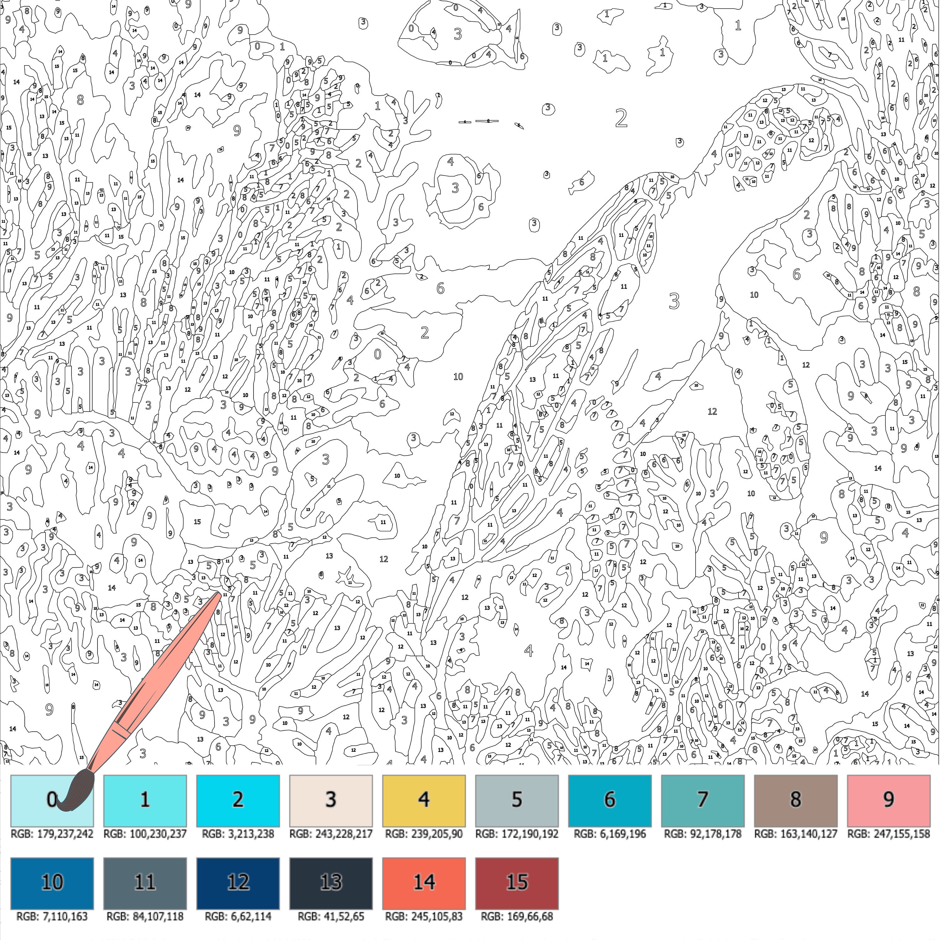 Color by Number for Adultpaint by Number Printableunder the - Etsy