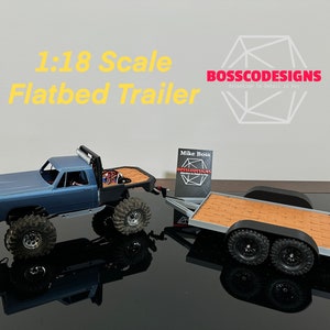 Flatbed Trailer Kit For Traxxas TRX4M 1:18 Scale model RC Car Towing Trailer for RC Crawlers, With Working Coupler, By BossCoDesigns