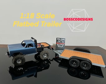 Kit de remorque à plat pour Traxxas TRX4M modèle réduit à l'échelle 1:18 remorque de remorquage de voiture radiocommandée pour chenilles radiocommandées, avec coupleur fonctionnel, par BossCoDesigns